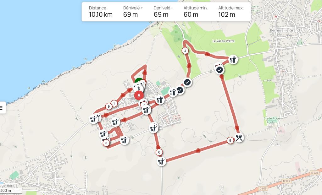 Carte du parcours 10km Belleville-sur-Mer — OpenRunner